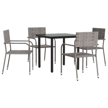 vidaXL 5-tlg. Garten-Essgruppe Grau und Schwarz Poly Rattan und Stahl