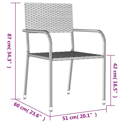 vidaXL 5-tlg. Garten-Essgruppe Grau und Schwarz Poly Rattan und Stahl