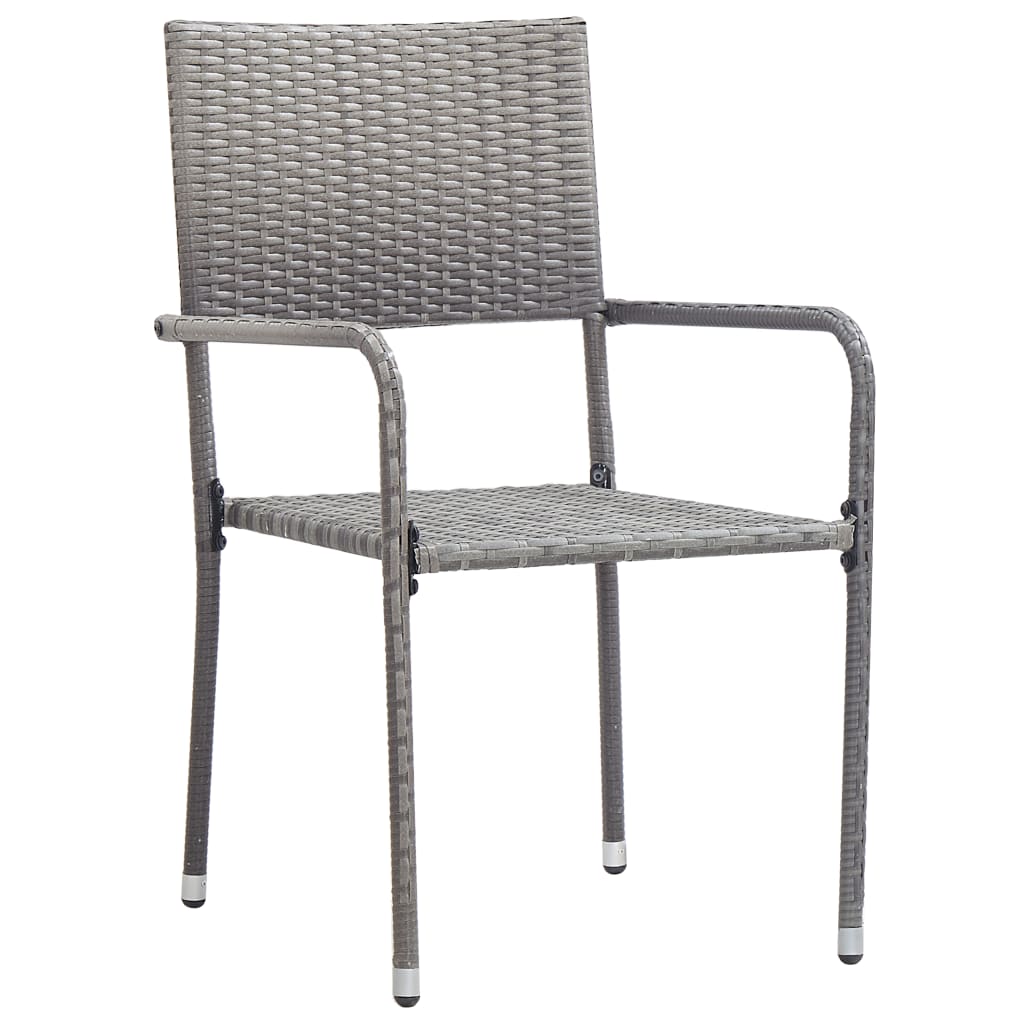 vidaXL 5-tlg. Garten-Essgruppe Grau und Schwarz Poly Rattan und Stahl