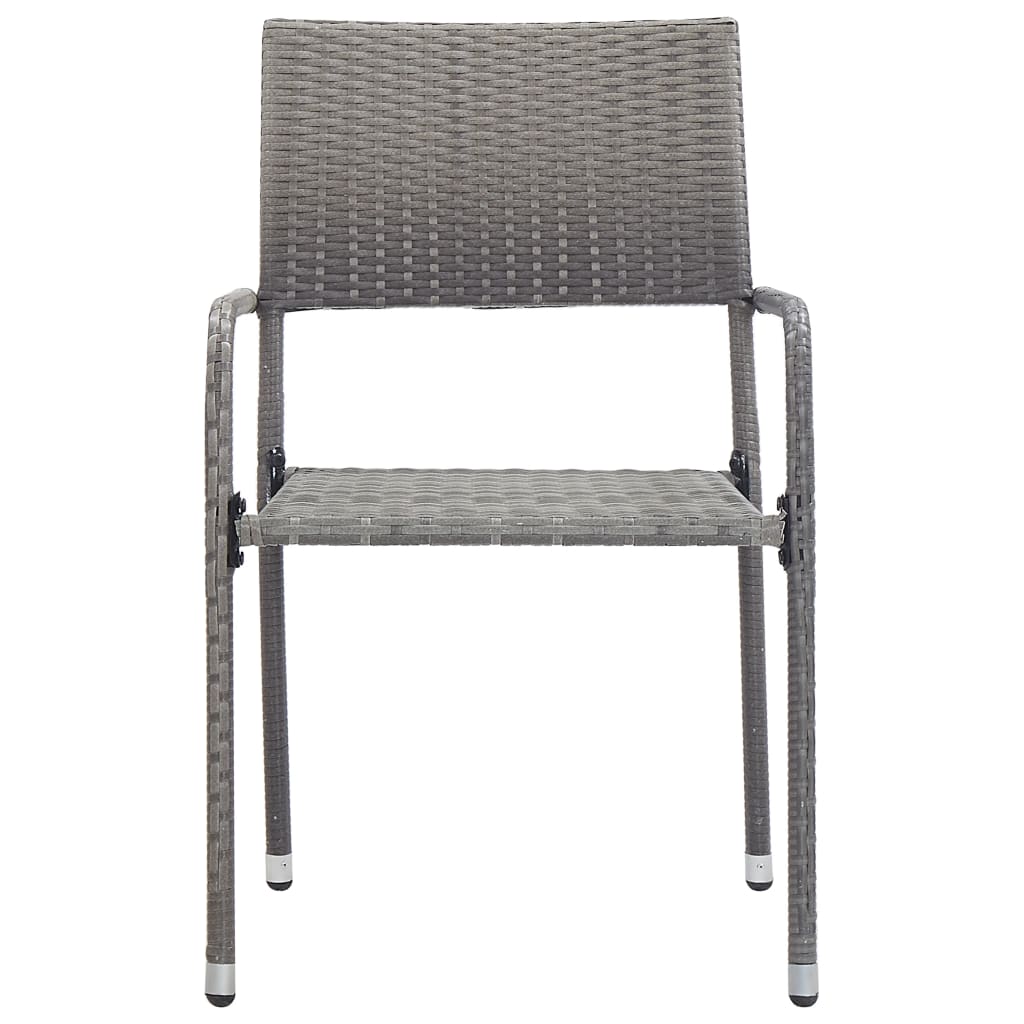 vidaXL 5-tlg. Garten-Essgruppe Grau und Schwarz Poly Rattan und Stahl