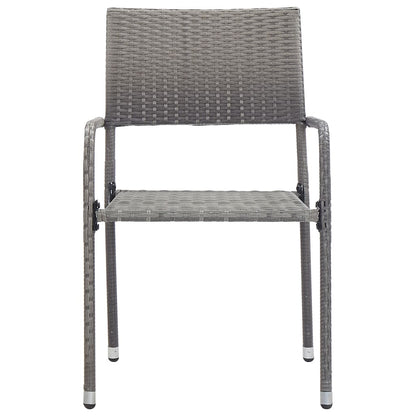 vidaXL 5-tlg. Garten-Essgruppe Grau und Schwarz Poly Rattan und Stahl