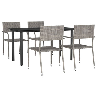 vidaXL 5-tlg. Garten-Essgruppe Grau und Schwarz Poly Rattan und Stahl