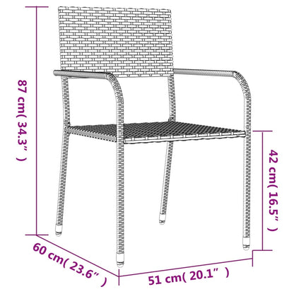 vidaXL 5-tlg. Garten-Essgruppe Grau und Schwarz Poly Rattan und Stahl