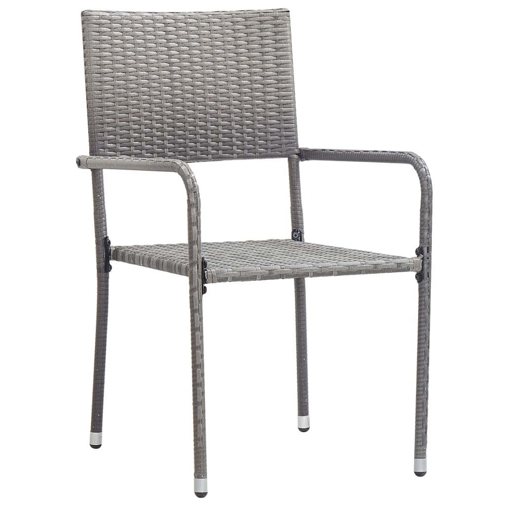 vidaXL 5-tlg. Garten-Essgruppe Grau und Schwarz Poly Rattan und Stahl
