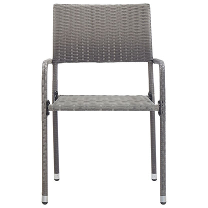vidaXL 5-tlg. Garten-Essgruppe Grau und Schwarz Poly Rattan und Stahl