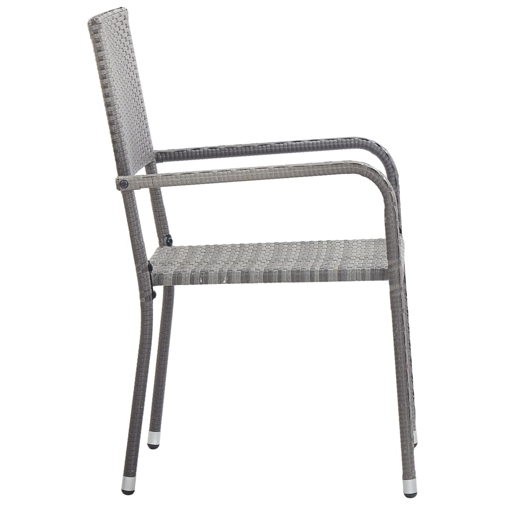 vidaXL 5-tlg. Garten-Essgruppe Grau und Schwarz Poly Rattan und Stahl