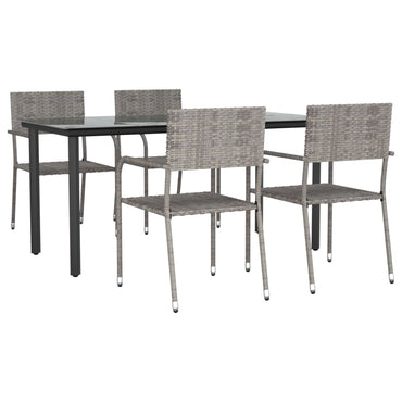 vidaXL 5-tlg. Garten-Essgruppe Grau und Schwarz Poly Rattan und Stahl
