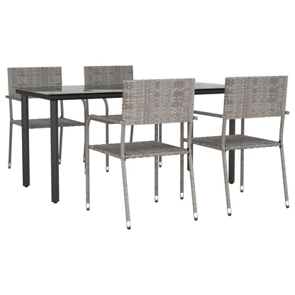 vidaXL 5-tlg. Garten-Essgruppe Grau und Schwarz Poly Rattan und Stahl