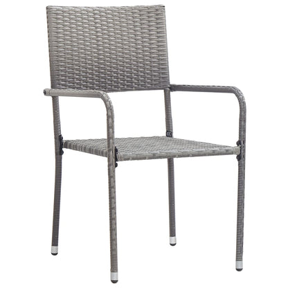 vidaXL 5-tlg. Garten-Essgruppe Grau und Schwarz Poly Rattan und Stahl