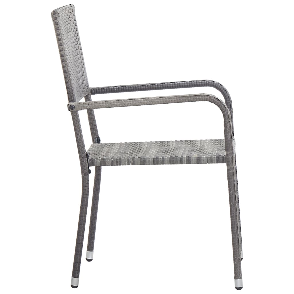 vidaXL 5-tlg. Garten-Essgruppe Grau und Schwarz Poly Rattan und Stahl