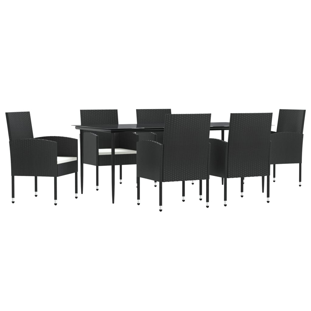 vidaXL 7-tlg. Garten-Essgruppe Schwarz Poly Rattan und Stahl