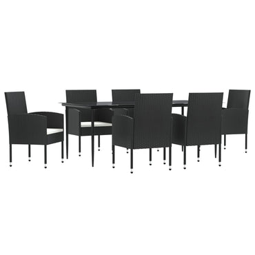 vidaXL 7-tlg. Garten-Essgruppe Schwarz Poly Rattan und Stahl