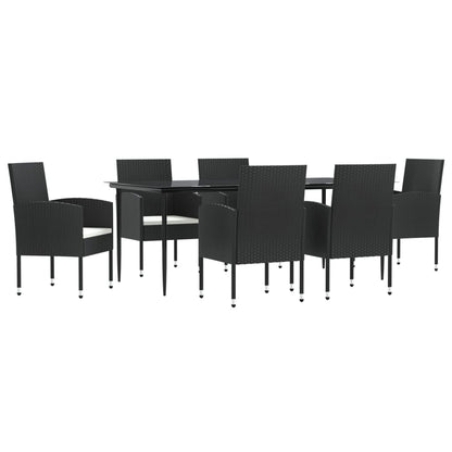 vidaXL 7-tlg. Garten-Essgruppe Schwarz Poly Rattan und Stahl