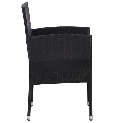 vidaXL 7-tlg. Garten-Essgruppe Schwarz Poly Rattan und Stahl