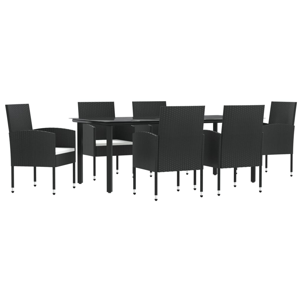 vidaXL 7-tlg. Garten-Essgruppe Schwarz Poly Rattan und Stahl
