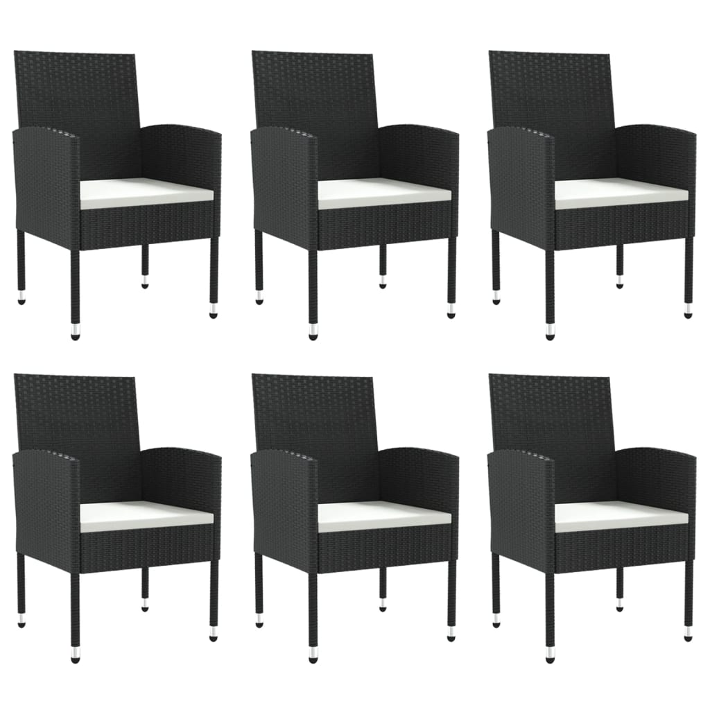 vidaXL 7-tlg. Garten-Essgruppe Schwarz Poly Rattan und Stahl