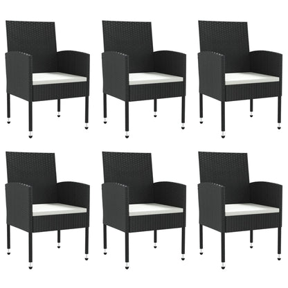vidaXL 7-tlg. Garten-Essgruppe Schwarz Poly Rattan und Stahl