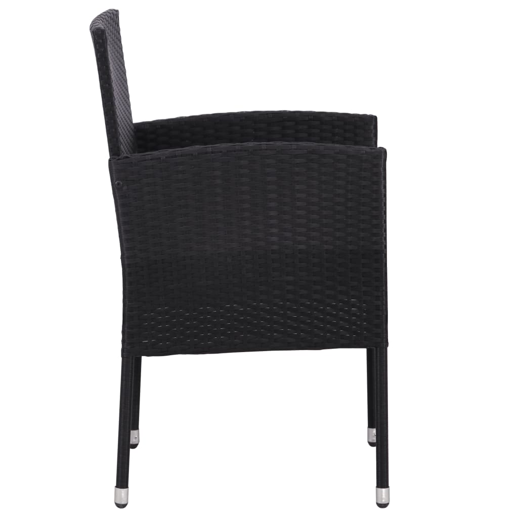 vidaXL 7-tlg. Garten-Essgruppe Schwarz Poly Rattan und Stahl
