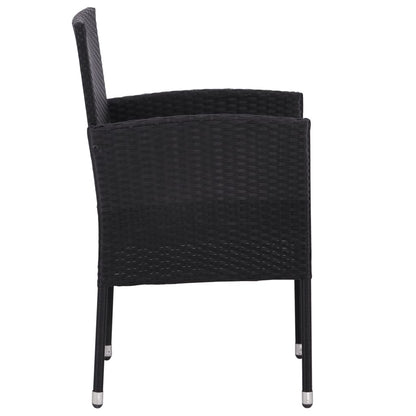 vidaXL 7-tlg. Garten-Essgruppe Schwarz Poly Rattan und Stahl