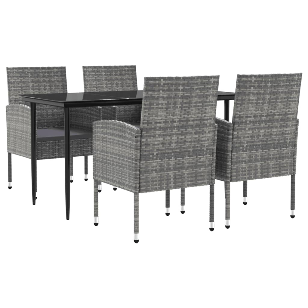 vidaXL Ensemble de salle à manger de jardin 5 pcs gris et noir en résine tressée et acier