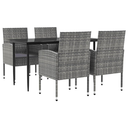 vidaXL Ensemble de salle à manger de jardin 5 pcs gris et noir en résine tressée et acier