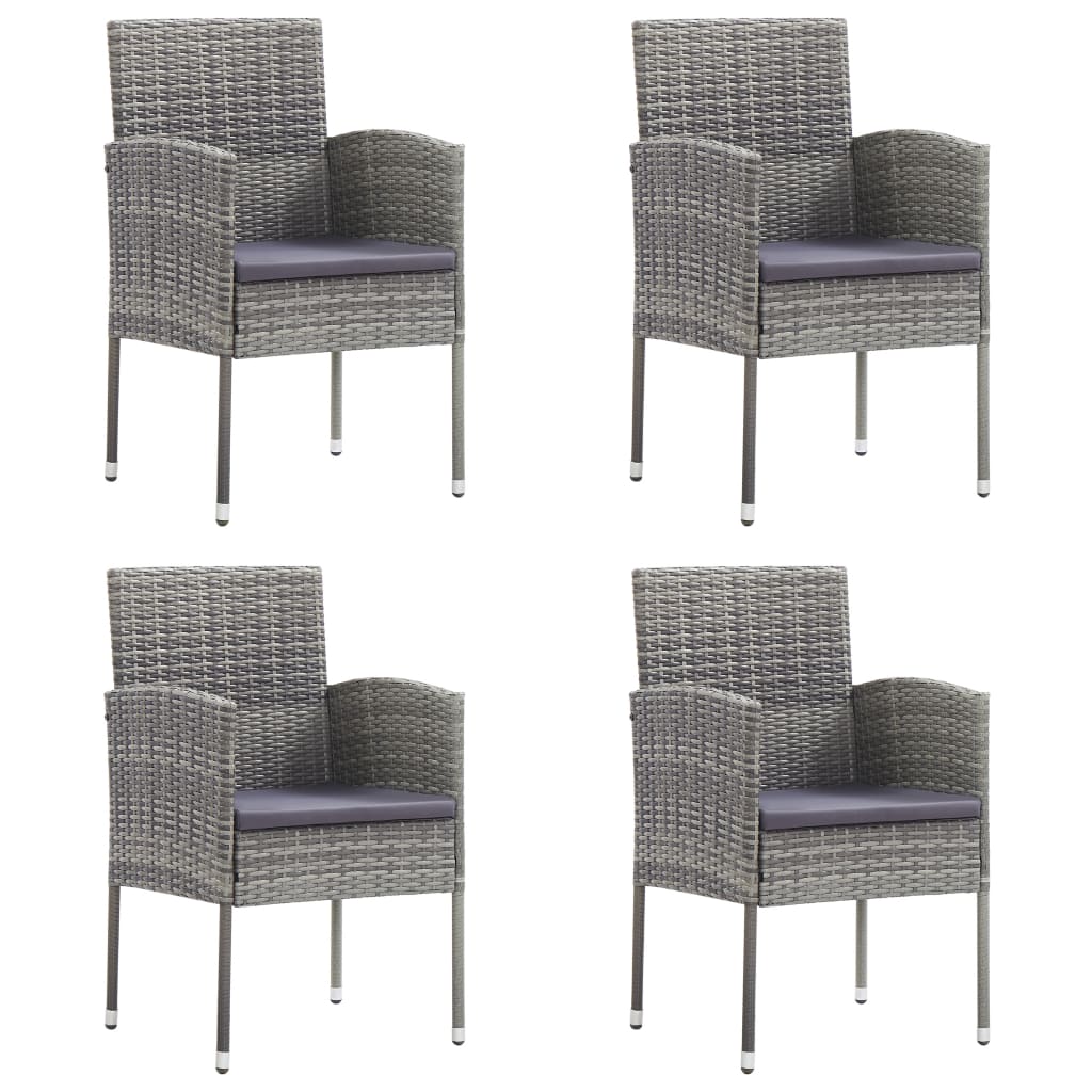 vidaXL Ensemble de salle à manger de jardin 5 pcs gris et noir en résine tressée et acier