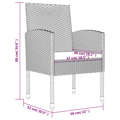 vidaXL Ensemble de salle à manger de jardin 5 pcs gris et noir en résine tressée et acier