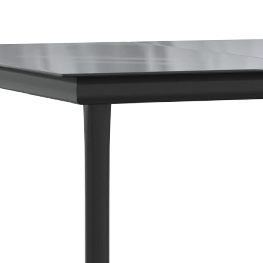 vidaXL Ensemble de salle à manger de jardin 5 pcs gris et noir en résine tressée et acier