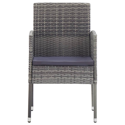 vidaXL 5-tlg. Garten-Essgruppe Grau und Schwarz Poly Rattan und Stahl