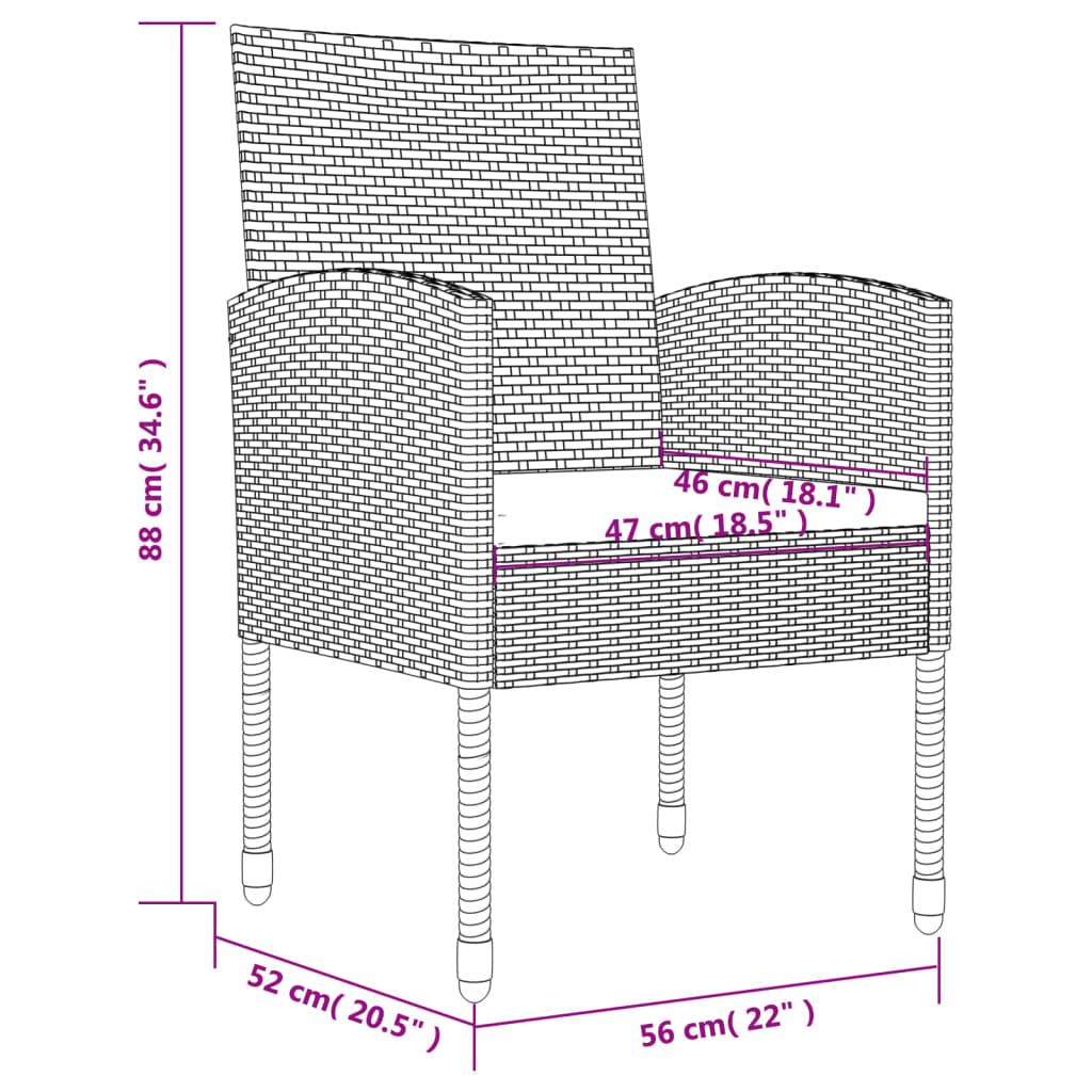 vidaXL 5-tlg. Garten-Essgruppe Grau und Schwarz Poly Rattan und Stahl
