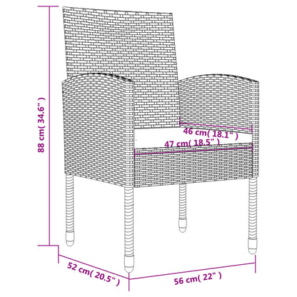 vidaXL 5-tlg. Garten-Essgruppe Grau und Schwarz Poly Rattan und Stahl