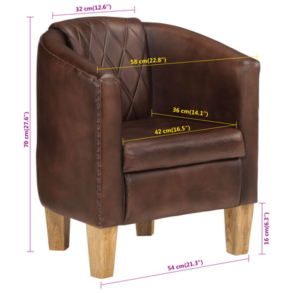 vidaXL Sessel Dunkelbraun Echtleder