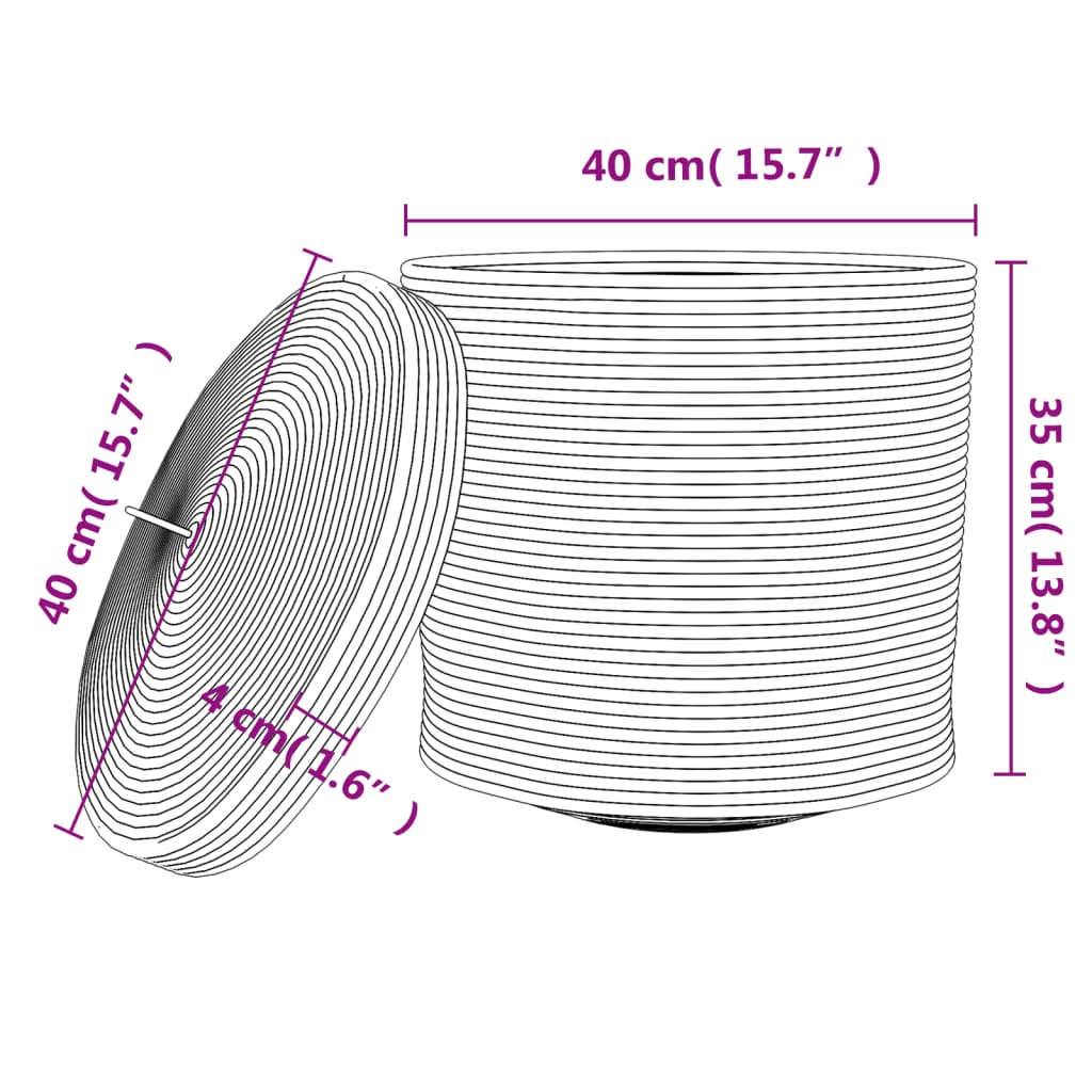 Aufbewahrungskorb mit Deckel Braun & Weiß Ø40x35 cm Baumwolle