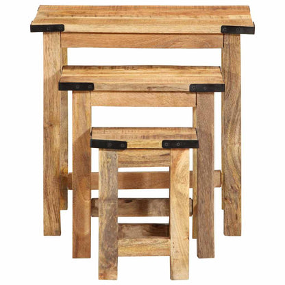 vidaXL Tables gigognes 3 pcs Bois de manguier massif brut