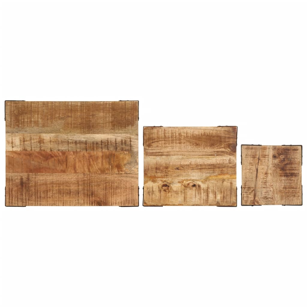 vidaXL Tables gigognes 3 pcs Bois de manguier massif brut