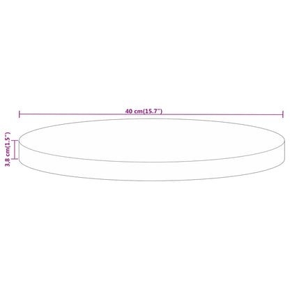 vidaXL Tischplatte Ø 40x3,8 cm Rund Raues Massives Mangoholz