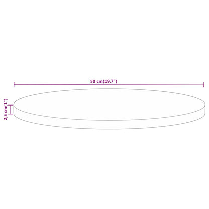 vidaXL Tischplatte Ø 50x2,5 cm Rund Raues Massives Mangoholz