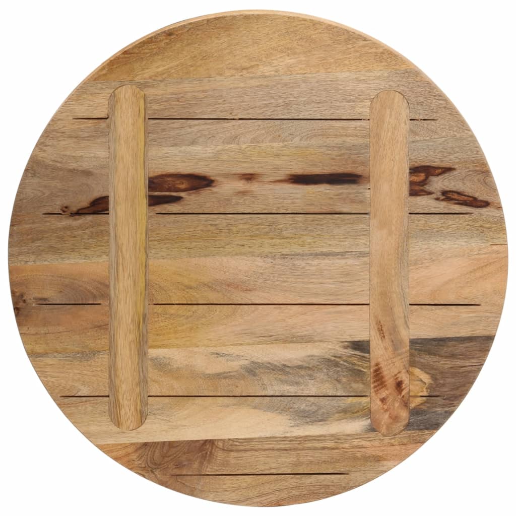 vidaXL Tischplatte Ø 60x3,8 cm Rund Raues Massives Mangoholz