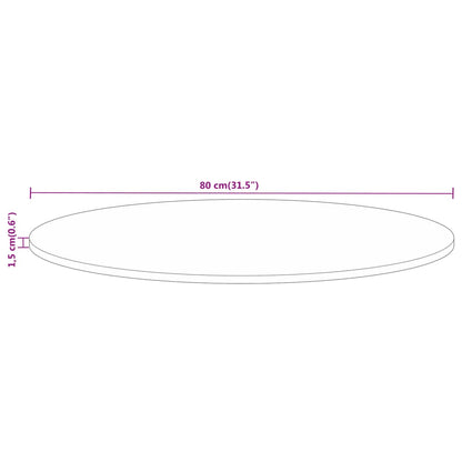 vidaXL Tischplatte Ø 80x1,5 cm Rund Raues Massives Mangoholz
