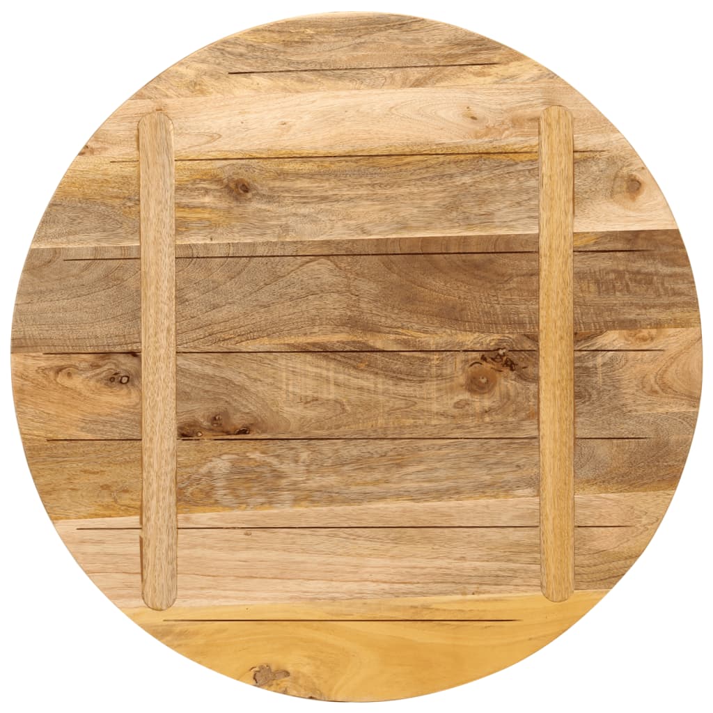 vidaXL Tischplatte Ø 90x2,5 cm Rund Raues Massives Mangoholz