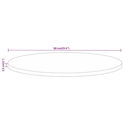 vidaXL Tischplatte Ø 90x2,5 cm Rund Raues Massives Mangoholz