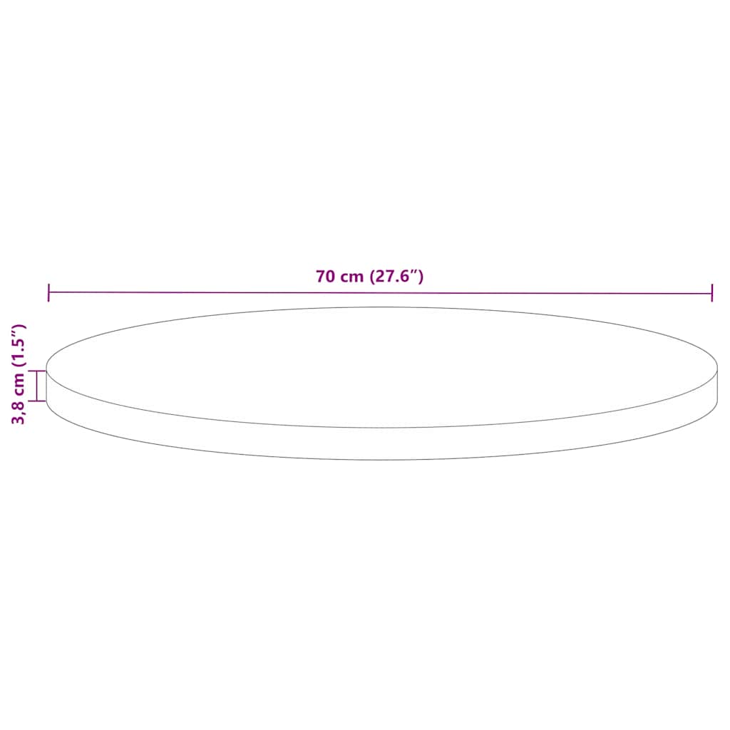 vidaXL Plateau de table Ø 70x3,8 cm rond en bois de récupération massif