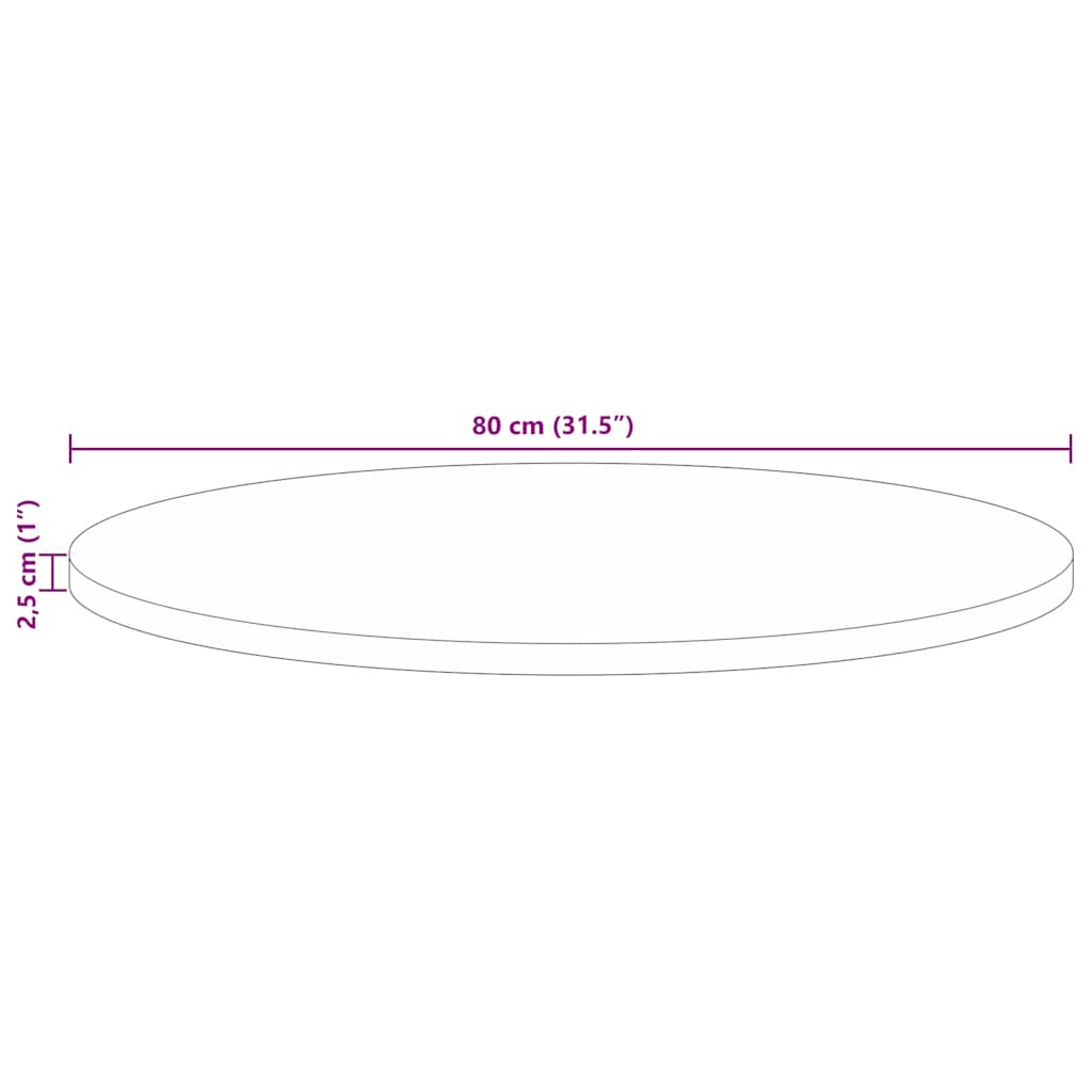 vidaXL Tischplatte Ø 80x2,5 cm Rund Altholz Massiv