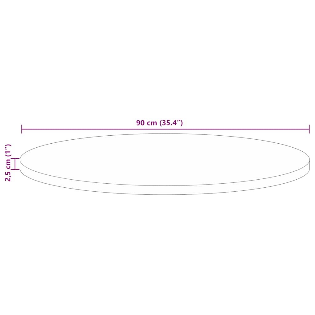 vidaXL Tischplatte Ø 90x2,5 cm Rund Altholz Massiv