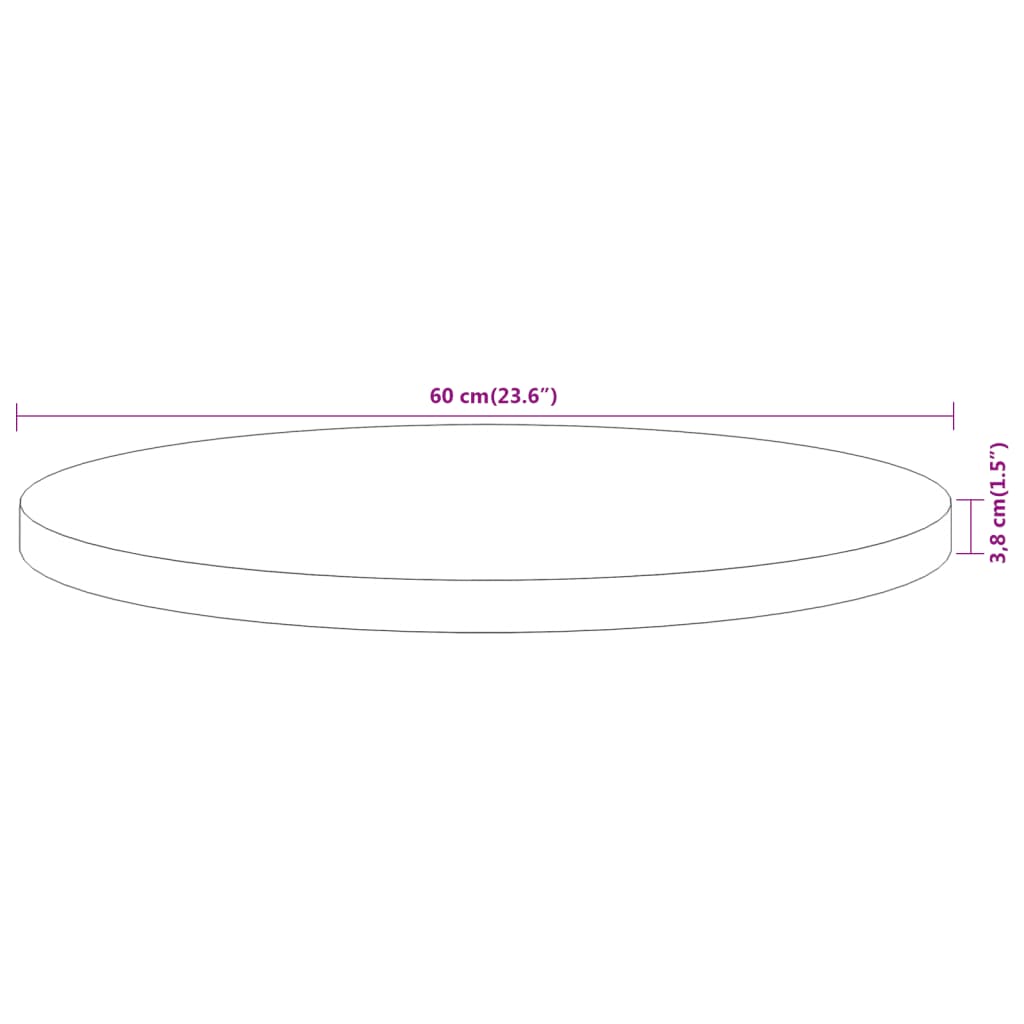 vidaXL Tischplatte Ø60x3,8 cm Rund Massivholz Akazie