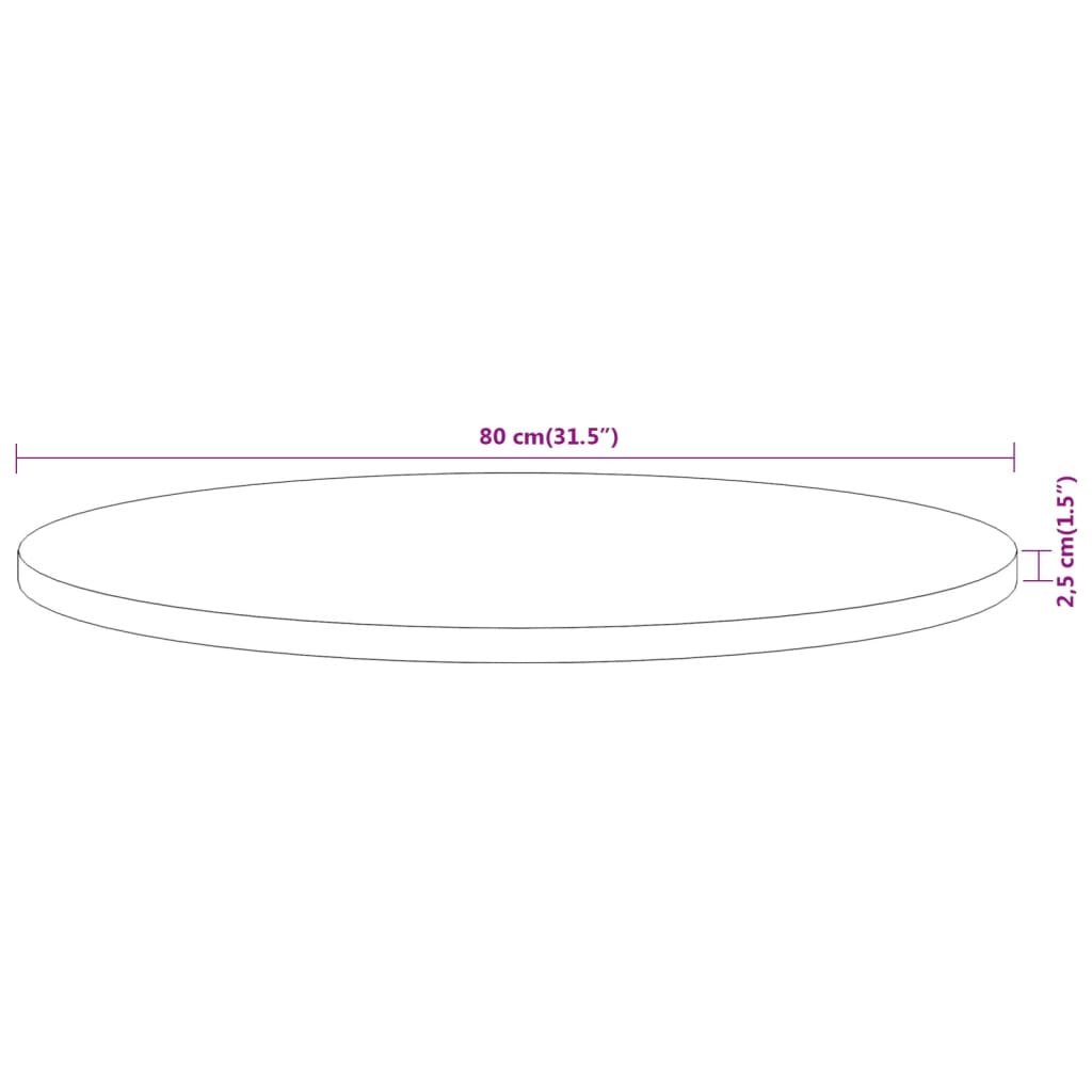 vidaXL Tischplatte Ø80x2,5 cm Rund Massivholz Akazie