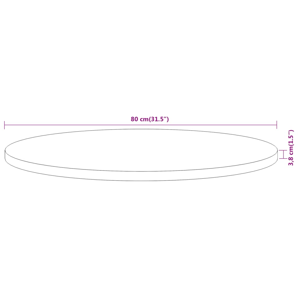 vidaXL Tischplatte Ø80x3,8 cm Rund Massivholz Akazie
