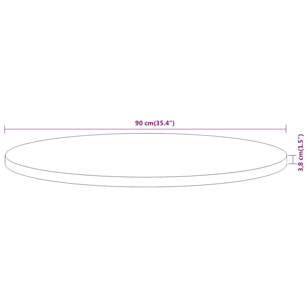 vidaXL Tischplatte Ø90x3,8 cm Rund Massivholz Akazie