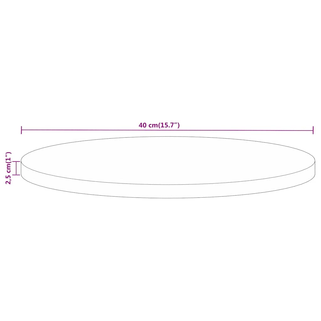 vidaXL Tischplatte Ø 40x2,5 cm Rund Massivholz Mango