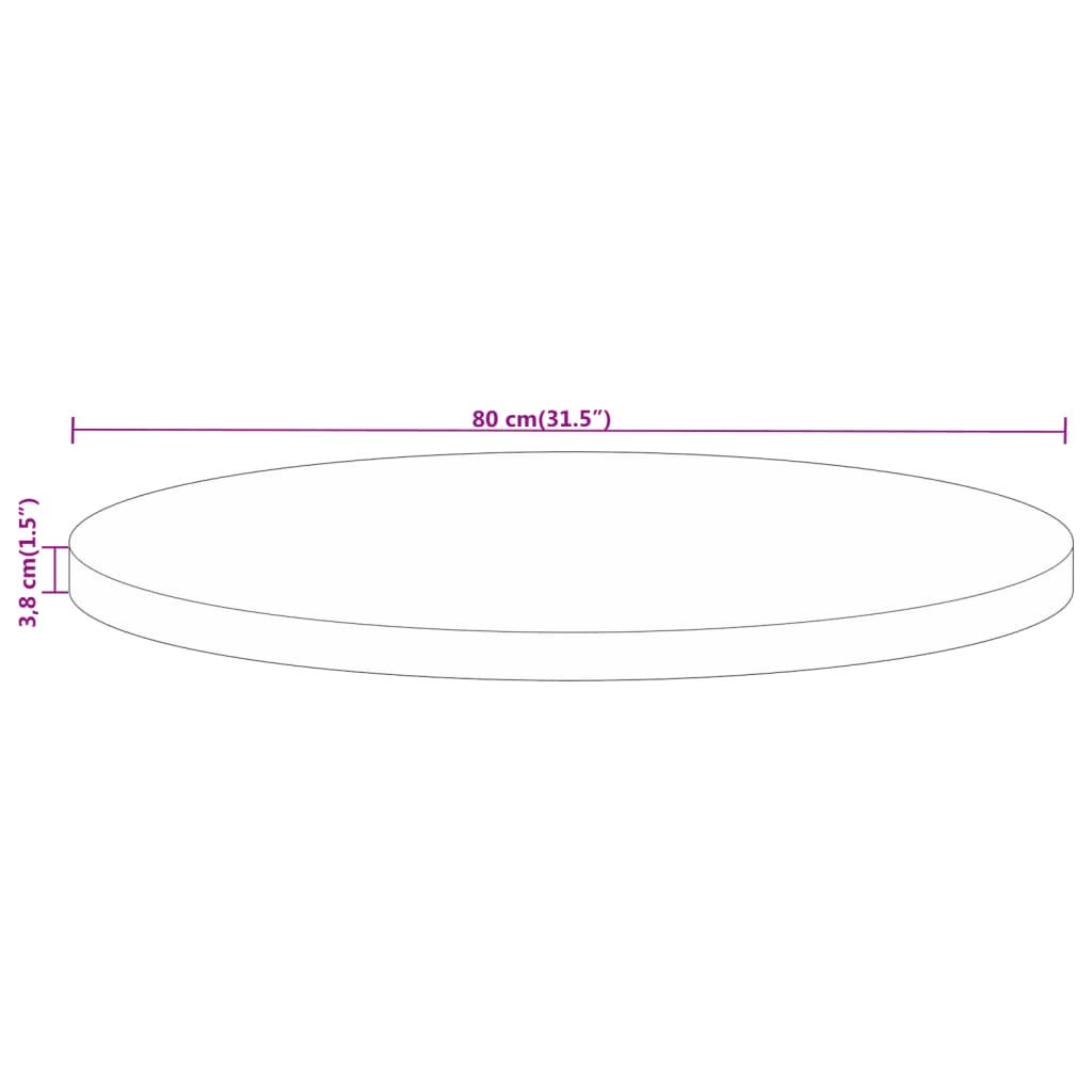 vidaXL Tischplatte Ø 80x3,8 cm Rund Massivholz Mango
